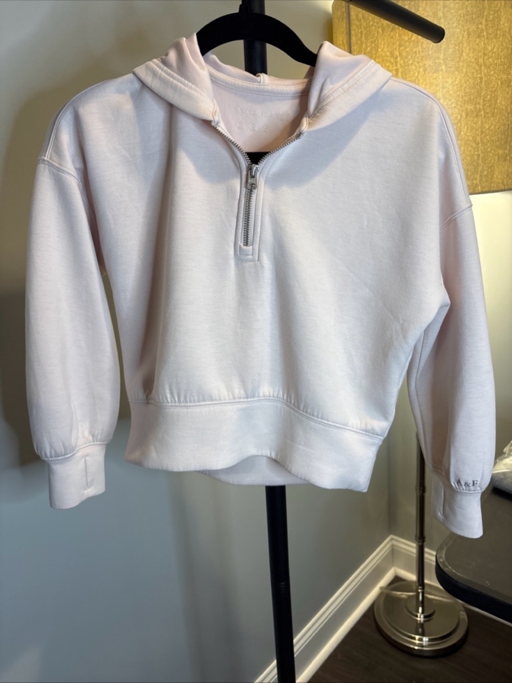 abercrombie kids light pink zip-front hoodie